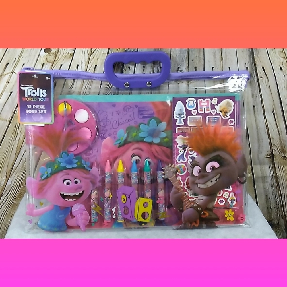 - Trolls world tour 12 pcs activities set bag tote Holiday gift